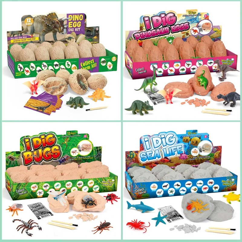 Kids Toys Videos - 12PCS Archeological Dinosaur Egg Dig Kit