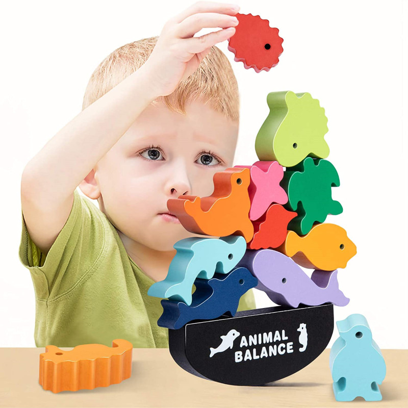 Kids Toys Videos - New Children Montessori Wooden Animal Balance