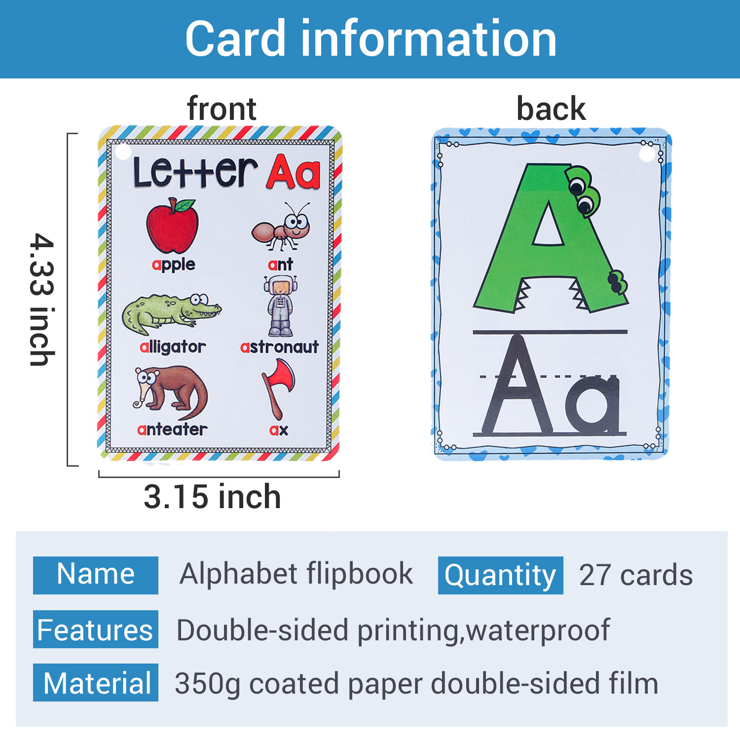 Bview Art English 26 Letters A - огляд і ціна Educational Flash Card